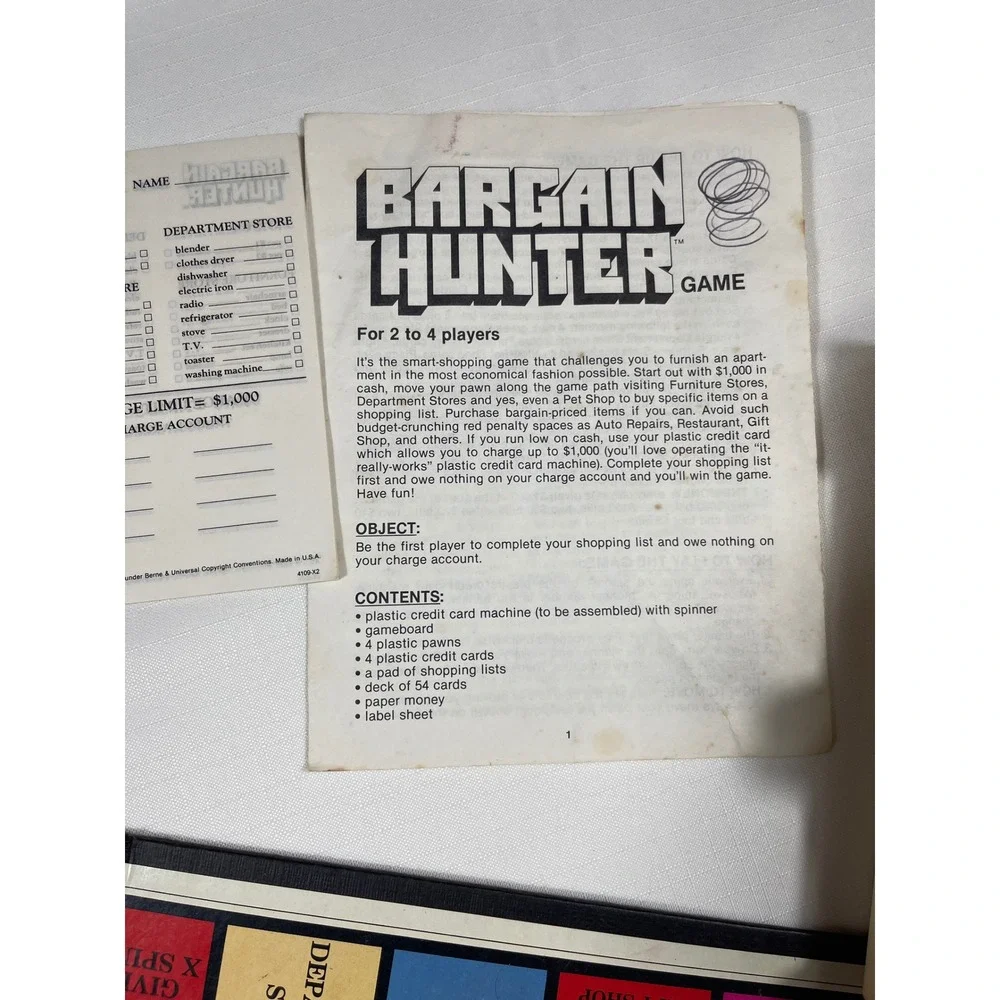 Bargain Hunter Board Game Vintage 1970s Milton Bradley appears to be complete‎